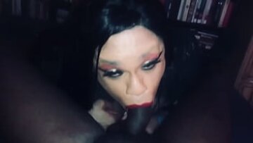 ديك أسود سميك يحصل على حلق عميق بواسطة صياد من مجموعتي